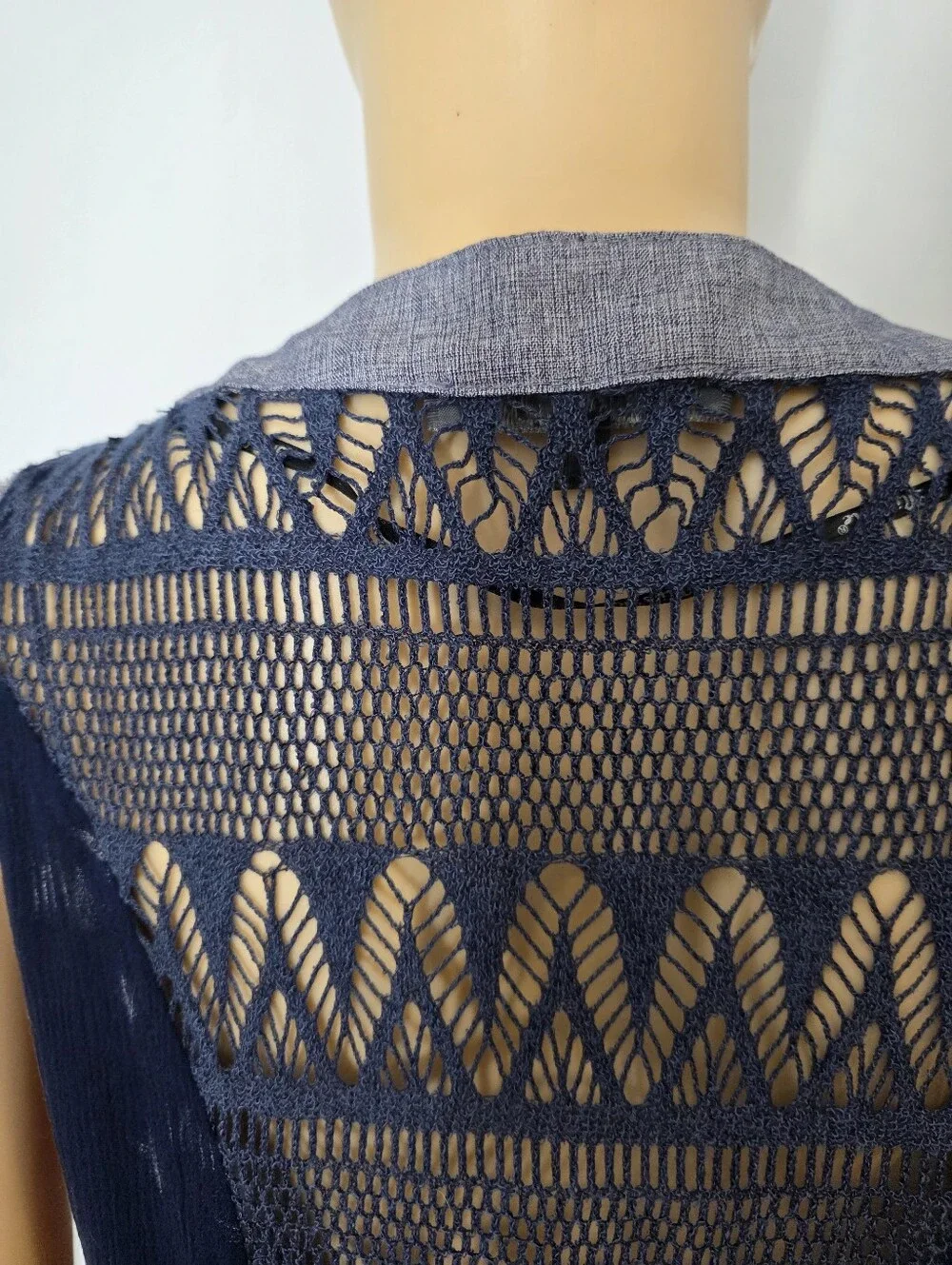 Miss Me Navy Blue Sleeveless Romper with Embroidered Placket Size US/L
